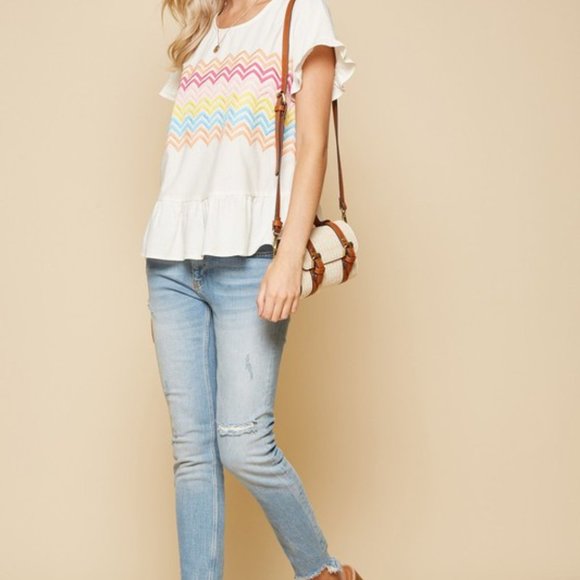 Rainbow Chevron Peplum NWT - Picture 3 of 5